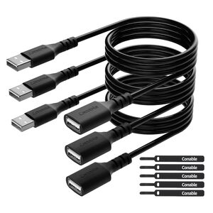 3 Pack USB Extension Cable 6 FT, USB 2.0 Type A Male to Female Extender