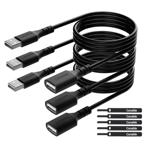 3 Pack USB Extension Cable 6 FT, USB 2.0 Type A Male to Female Extender